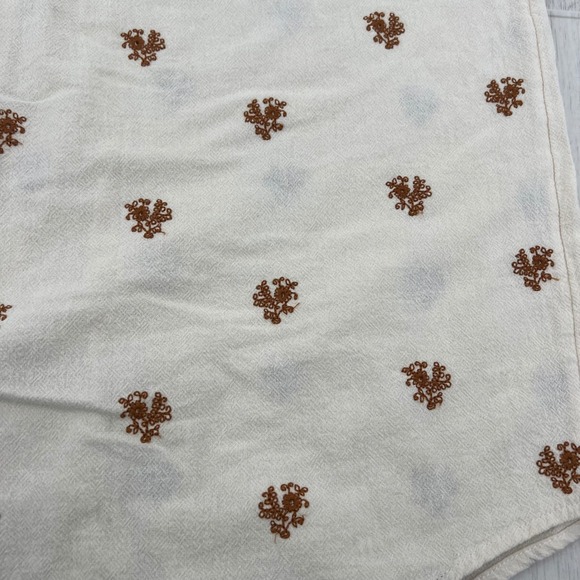 Wonderly Womens L Ivory Cotton Embroidered Floral Button Down Blouse Top Cream - Picture 7 of 8